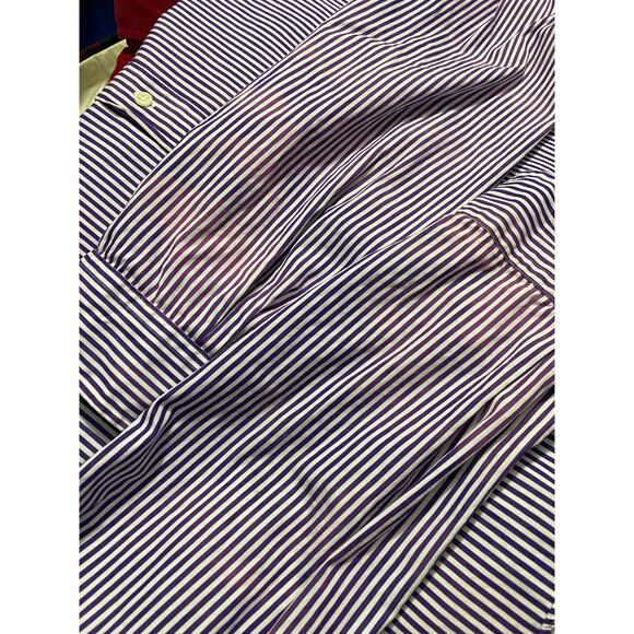 Ralph Lauren Long Sleeve Button Down Shirt Men’s XL Purple White Stripe Slim Fit - Picture 3 of 10